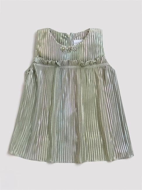 tiny girl sage green solid top