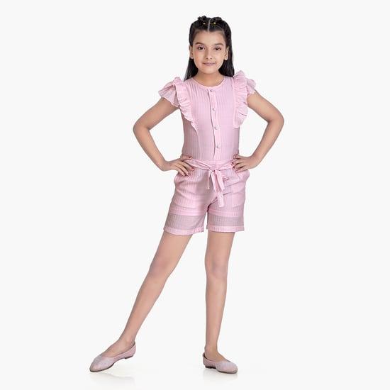 tiny girl solid flutter sleeve jumpsuit