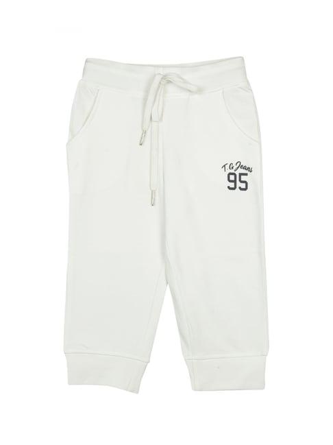 tiny girl white cotton printed joggers