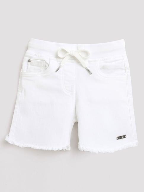 tiny girl white cotton regular fit shorts