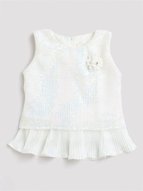 tiny girl white embellished top