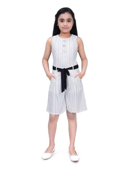 tiny girl white striped jumpsuit