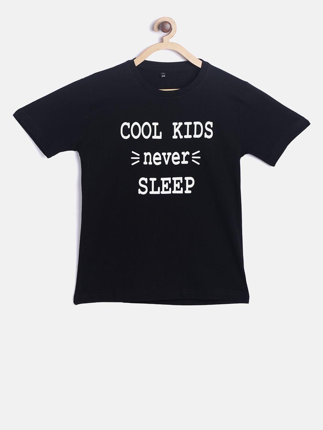 tiny hug boys black printed round neck t-shirt