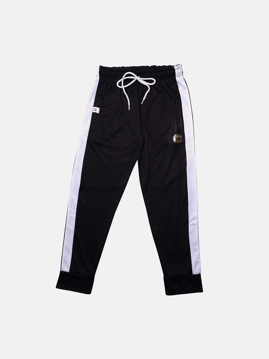 tiny hug boys black solid slim fit joggers