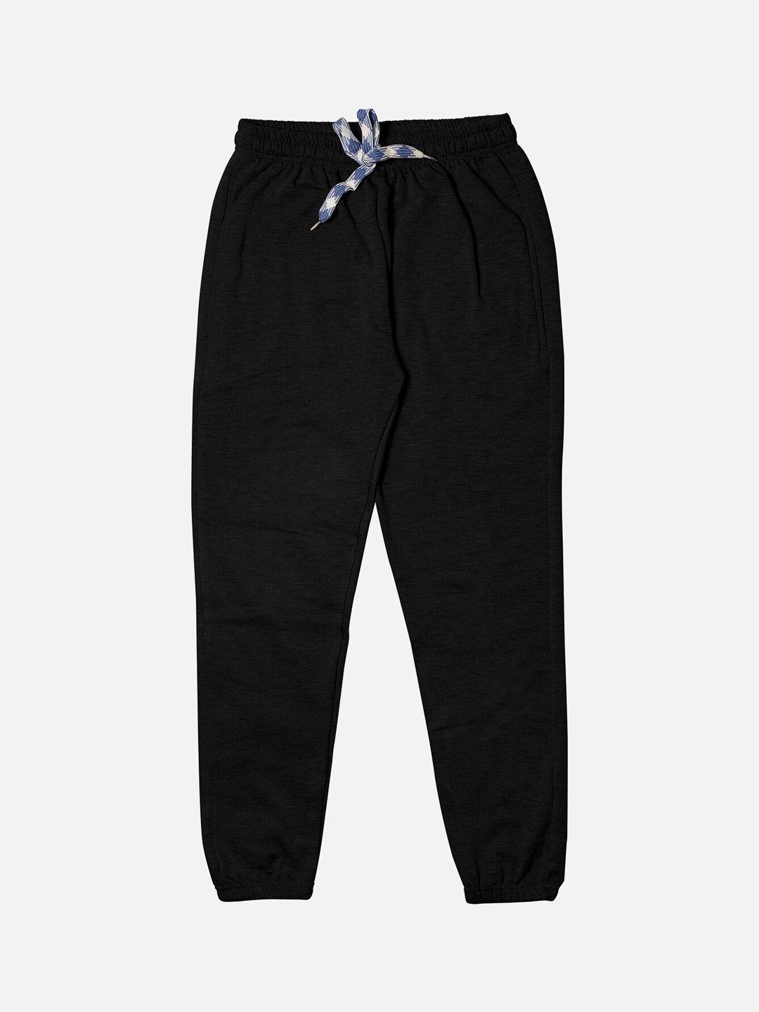 tiny hug boys black solid slim-fit joggers