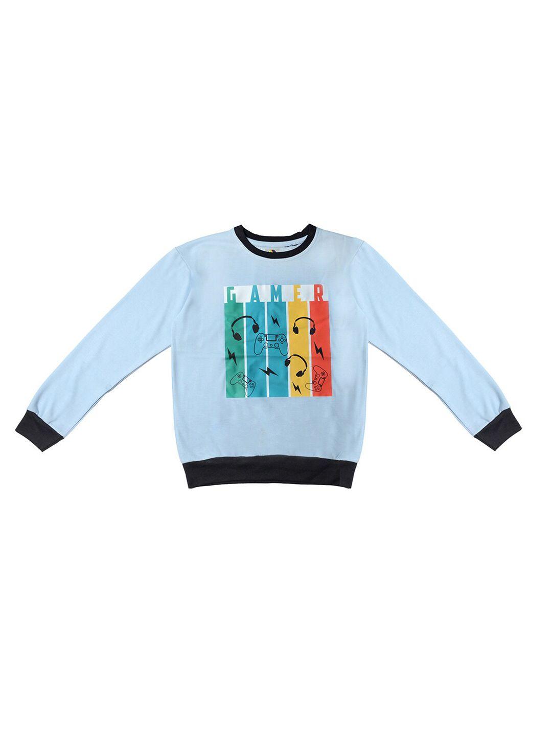 tiny hug boys blue printed anti odour sweatshirt