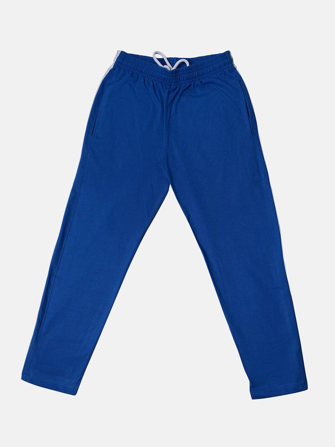 tiny hug boys blue solid cotton lounge pants