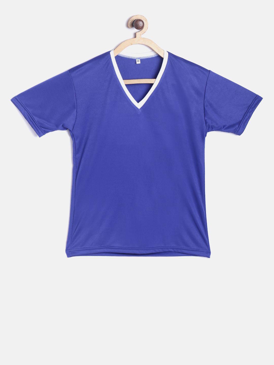 tiny hug boys blue solid v-neck t-shirt
