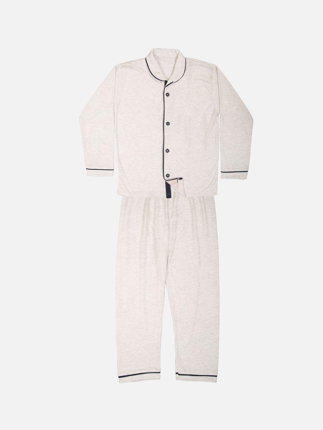 tiny hug boys grey melange solid night suit