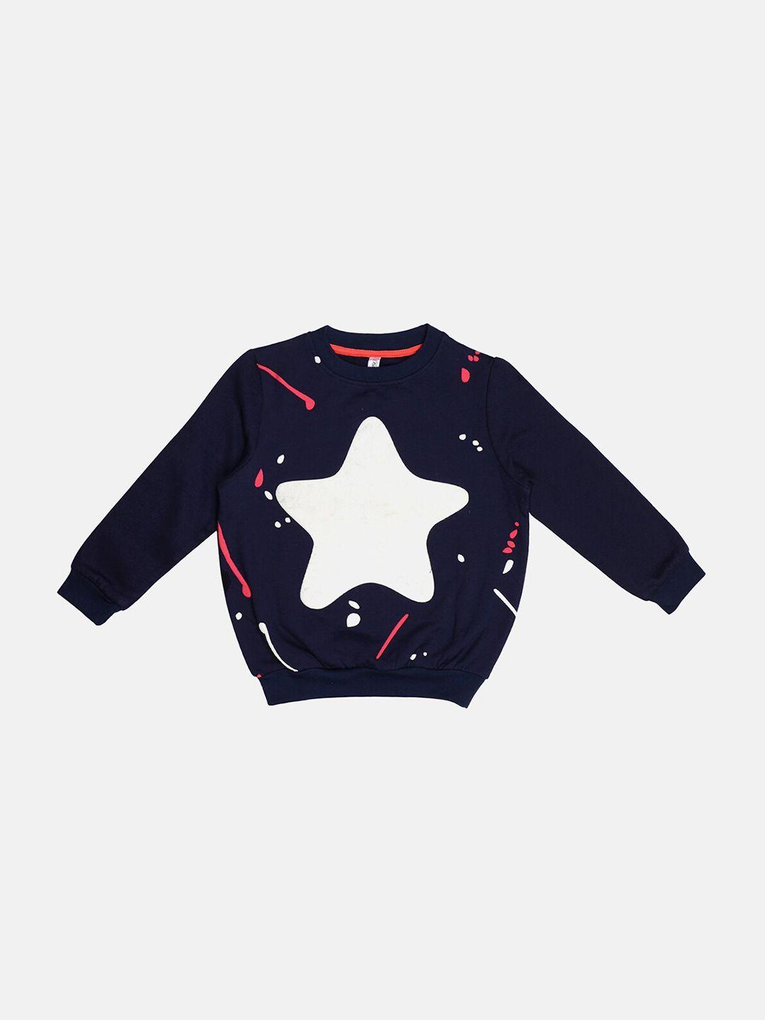 tiny hug boys navy blue printed sweatshirt