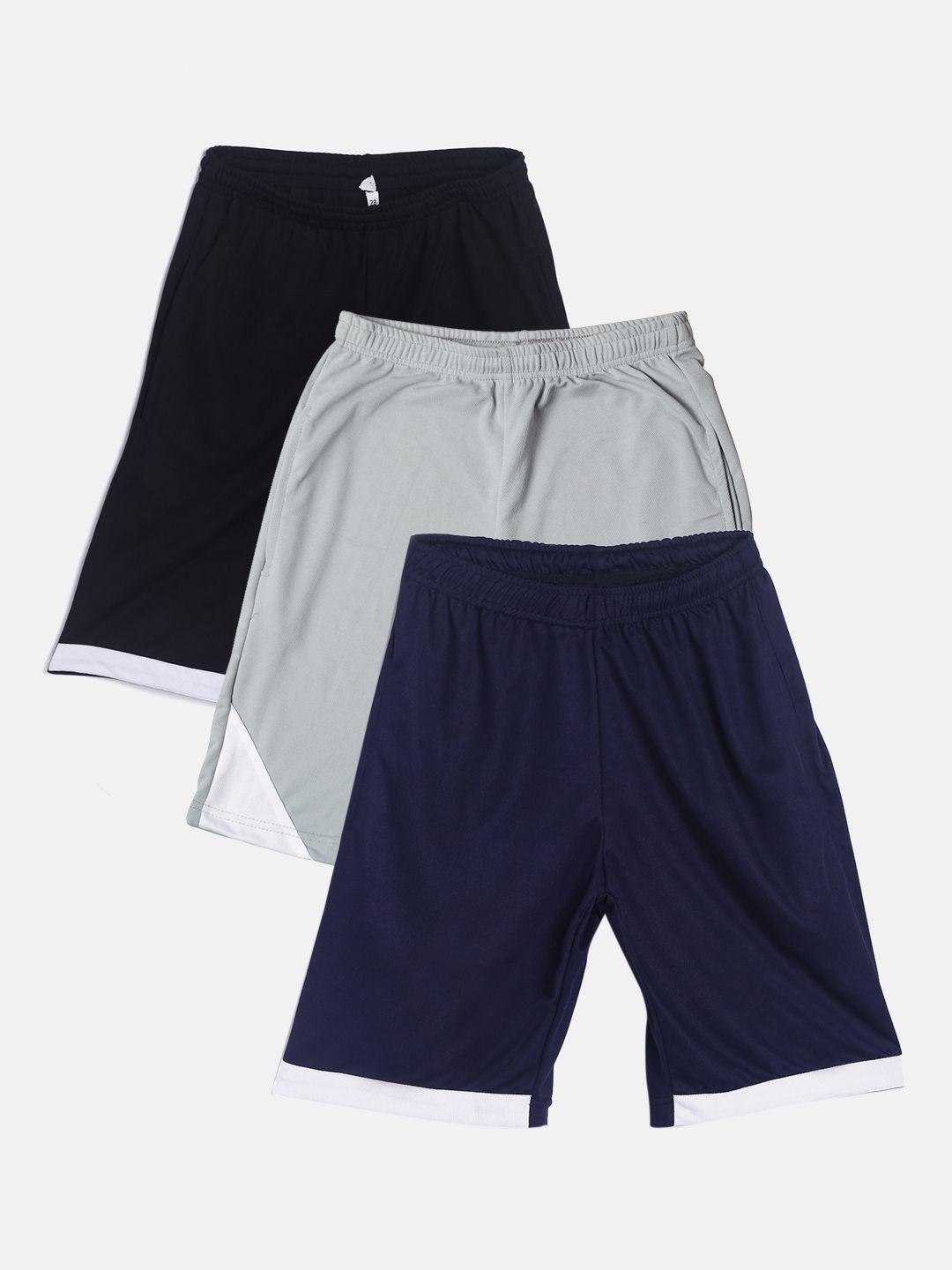 tiny hug boys pack of 2 black and grey high-rise outdoor sports shorts