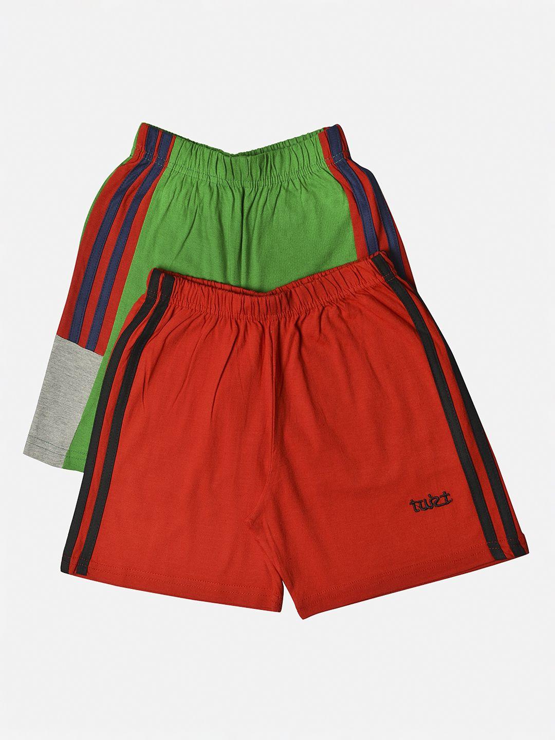 tiny hug boys pack of 2 solid regular fit regular shorts