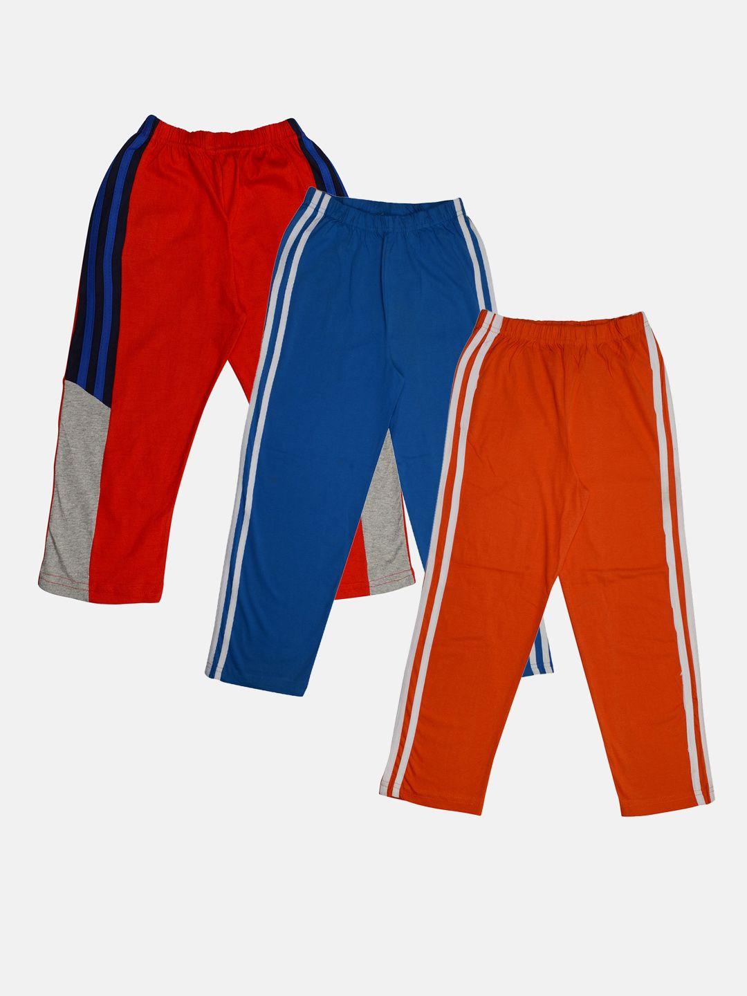 tiny hug boys pack of 3 red & blue solid track pants