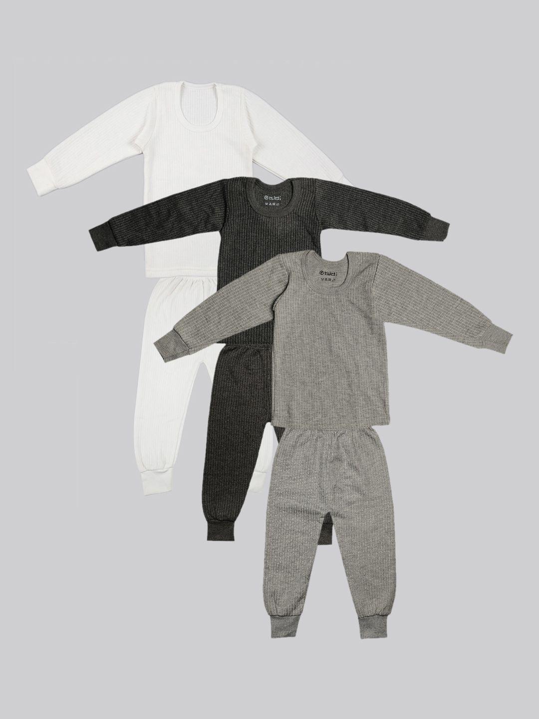 tiny hug boys pack of 3 solid cotton thermal set