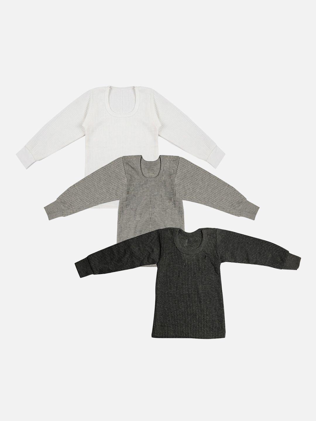 tiny hug boys pack of 3 solid cotton thermal tops