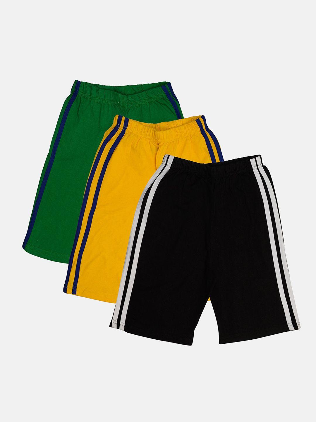 tiny hug boys pack of 3 striped high-rise shorts