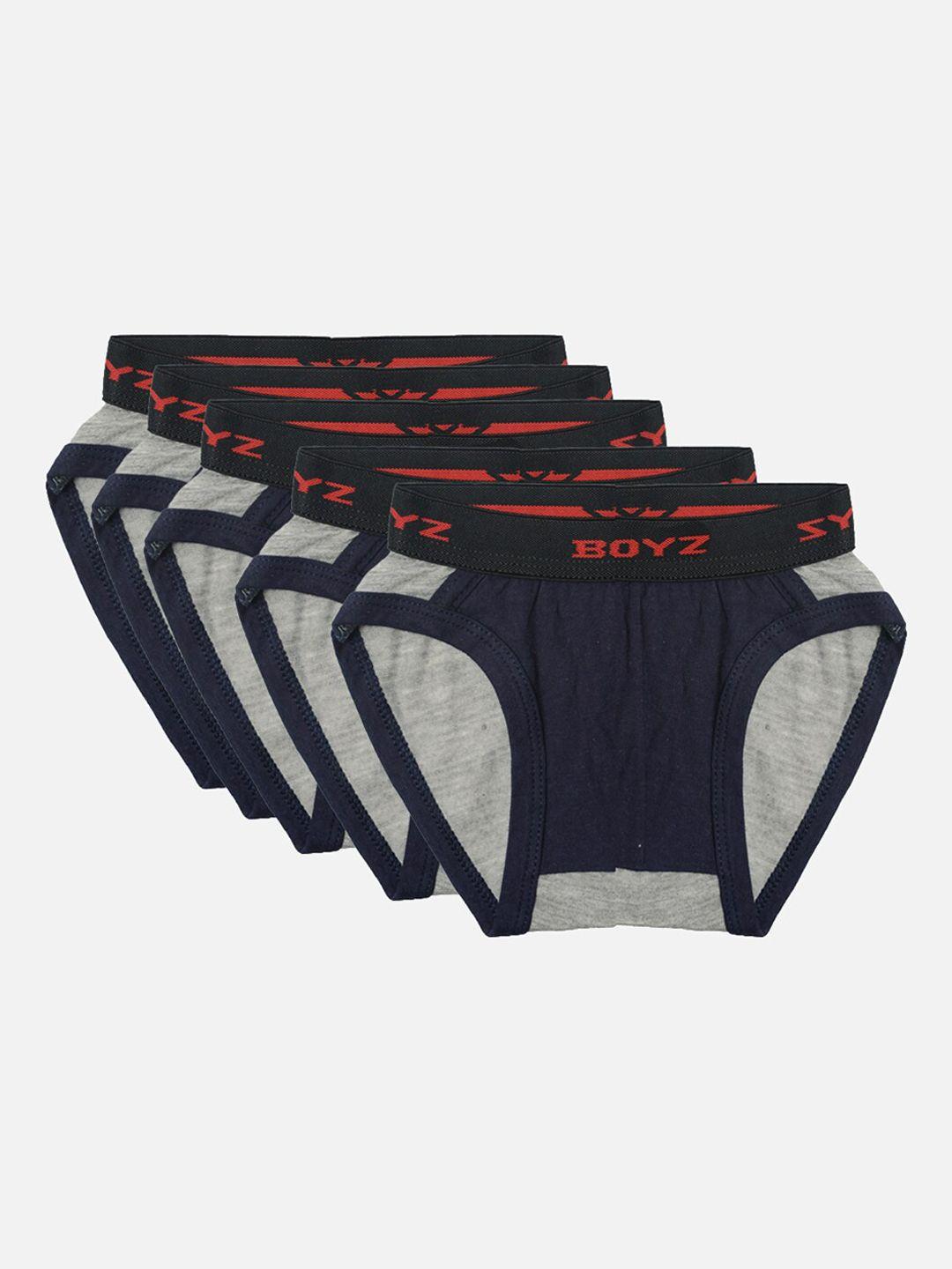 tiny hug boys pack of 5 navy blue & grey briefs