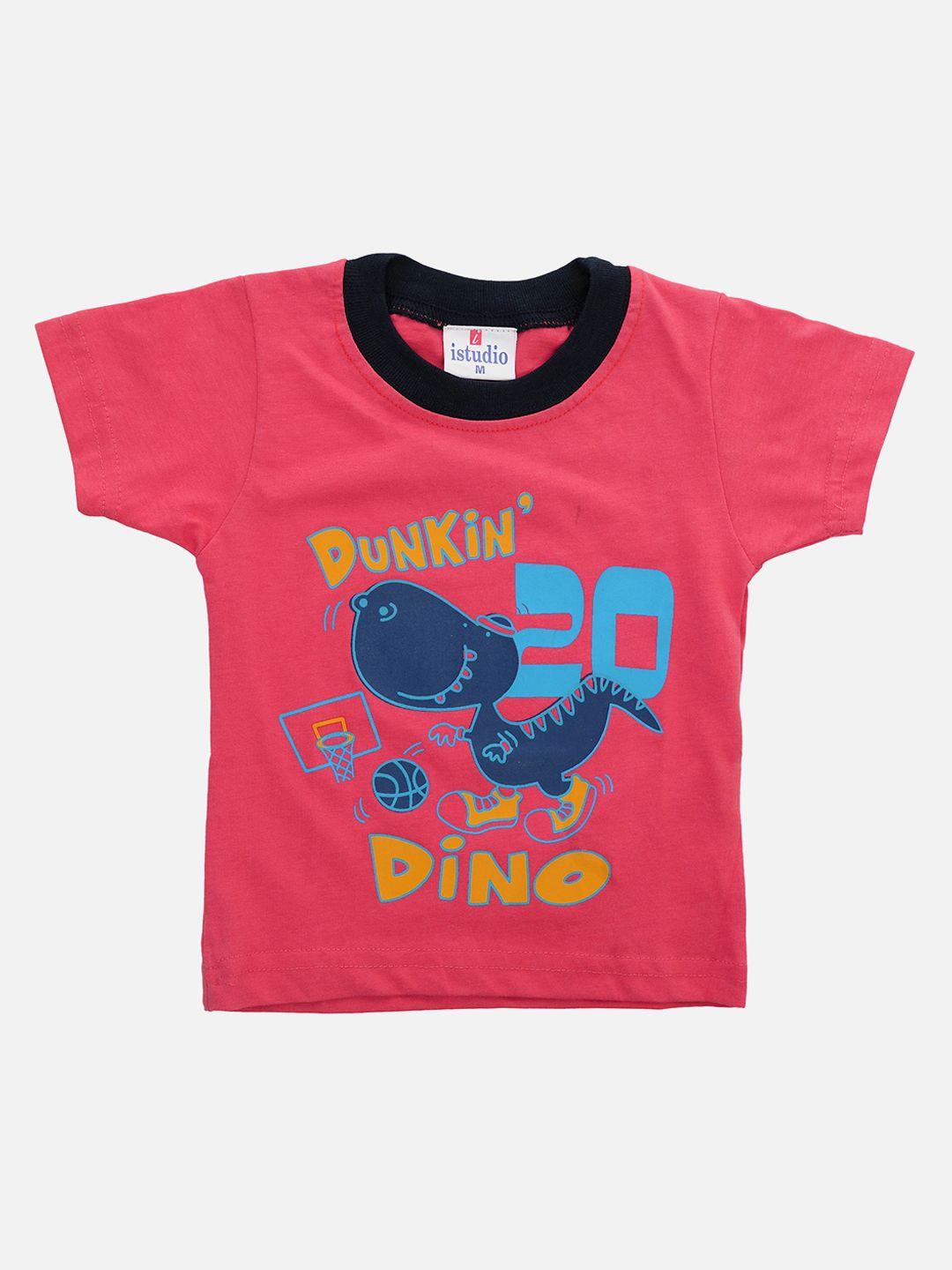 tiny hug boys pink & blue printed t-shirt with shorts