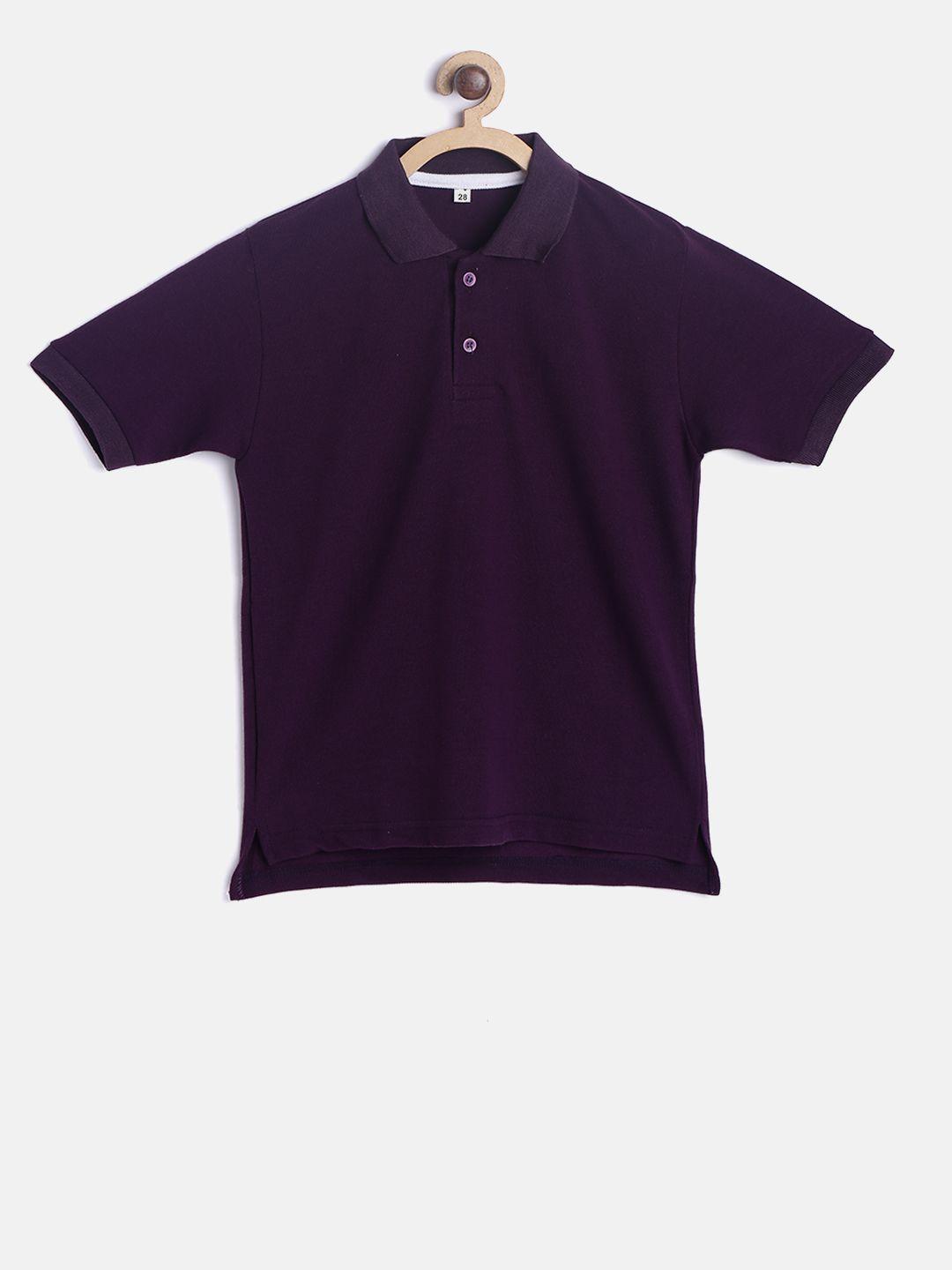 tiny hug boys purple solid polo collar t-shirt