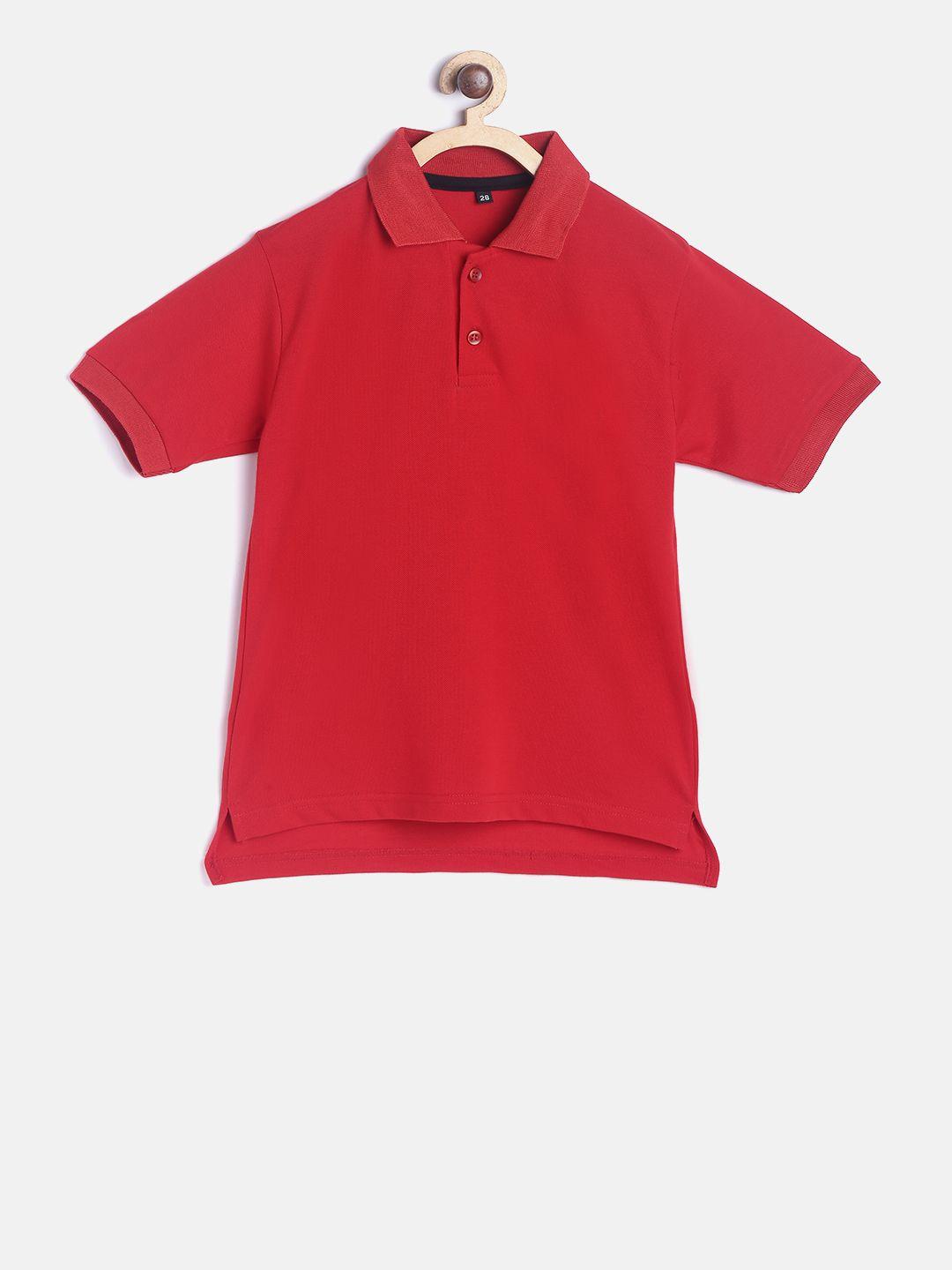 tiny hug boys red solid polo collar t-shirt