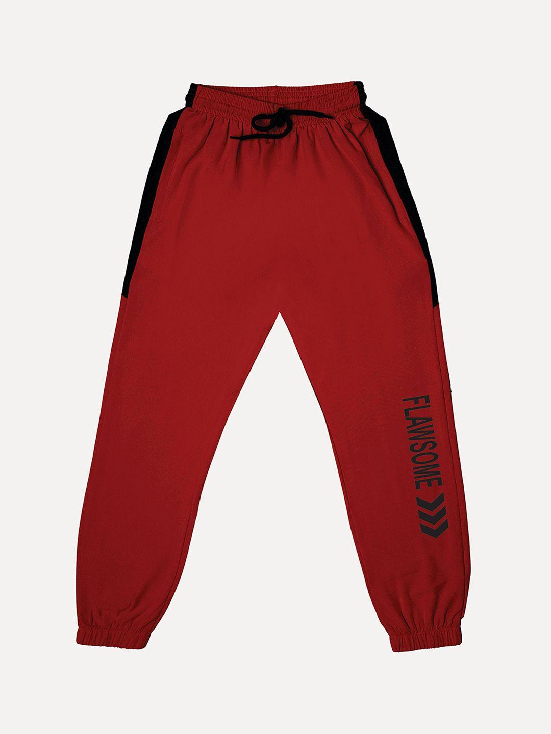 tiny hug boys red solid rapid-dry joggers track pants