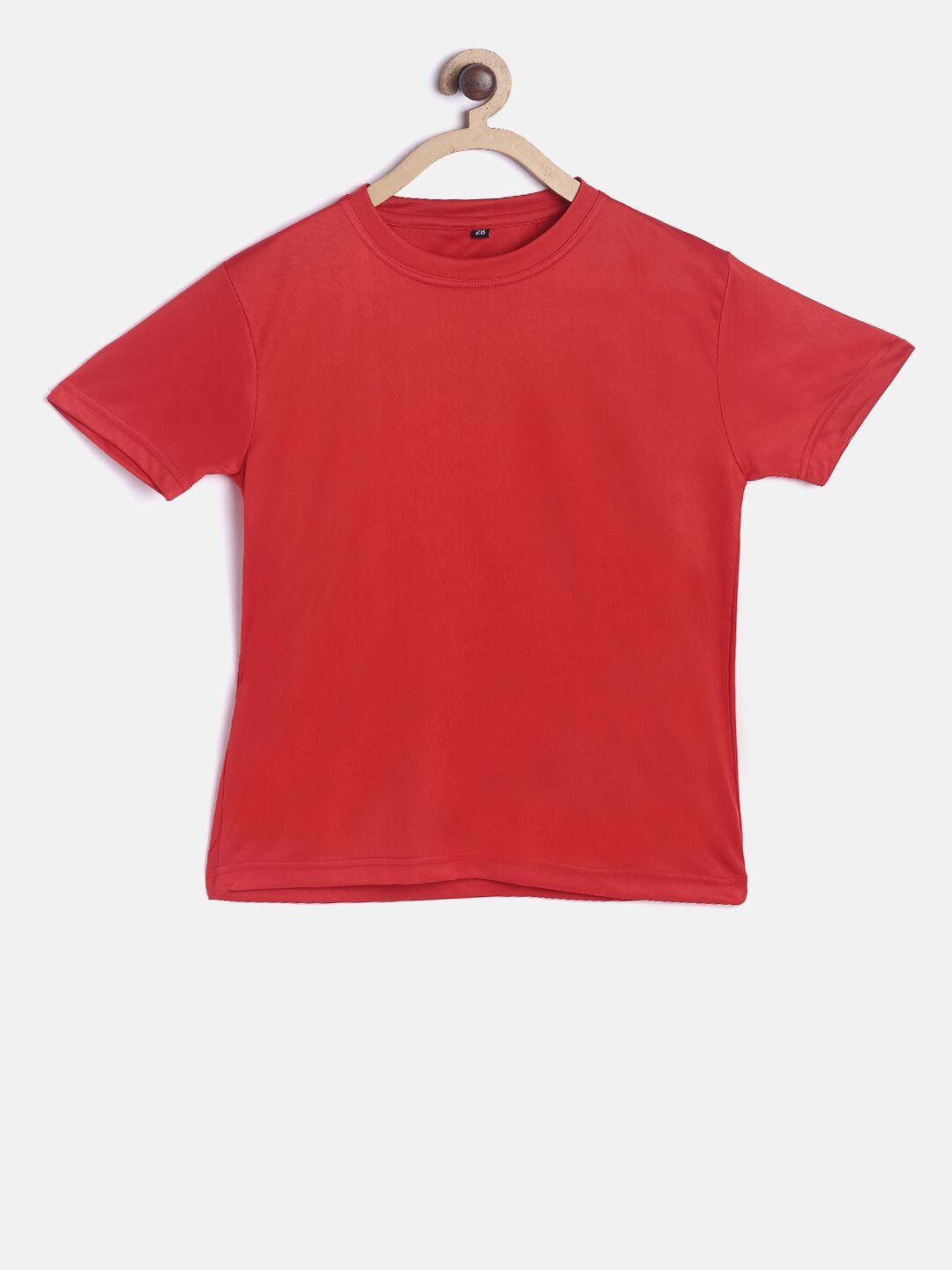 tiny hug boys red solid round neck t-shirt