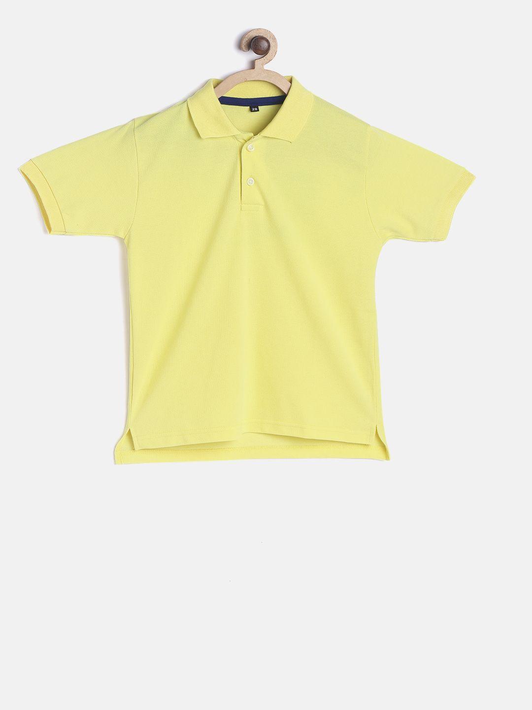 tiny hug boys yellow solid polo collar t-shirt