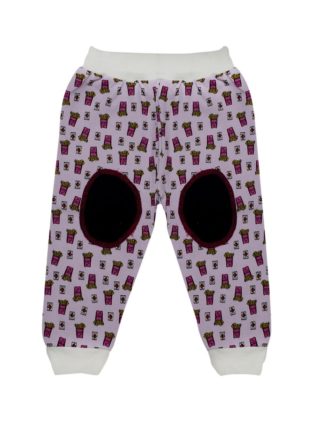 tiny hug unisex mauve printed slim-fit joggers