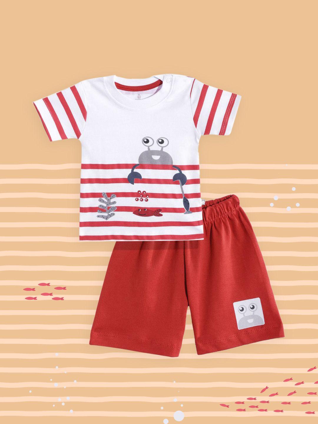 tinyo-infant-boys-white-&-red-striped-cotton-t-shirt-with-shorts
