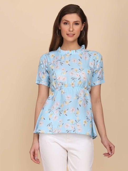 tior blue floral print top