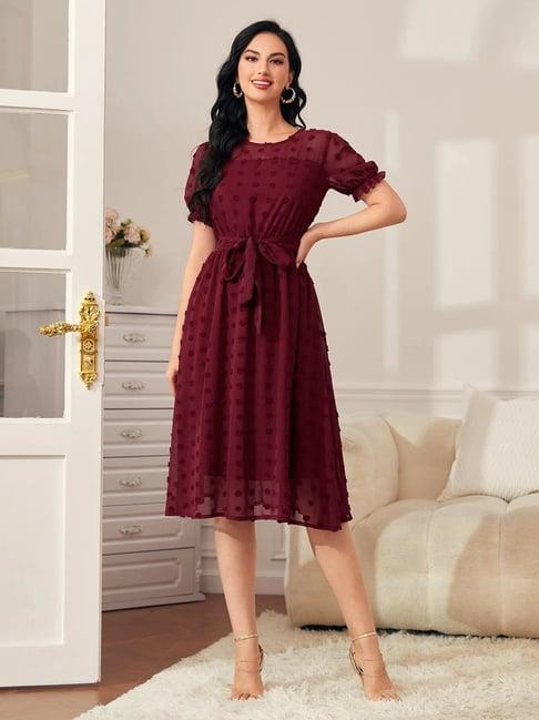 tior maroon a line dress