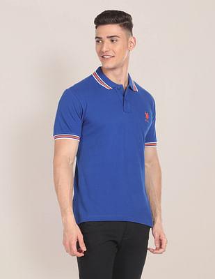 tipped collar slim fit polo shirt