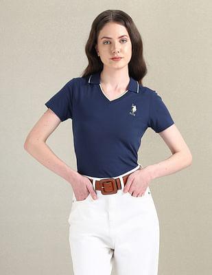 tipped v-neck solid polo shirt