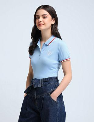 tipped collar crest logo polo shirt