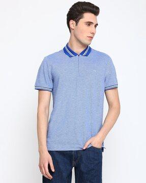 tipped knit short sleeve polo shirt