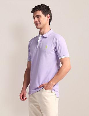 tipped placket slim polo shirt