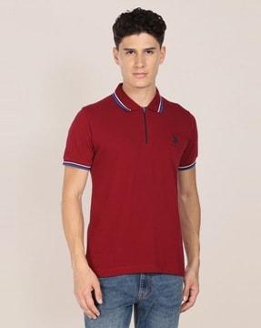 tipped zipper polo t-shirt