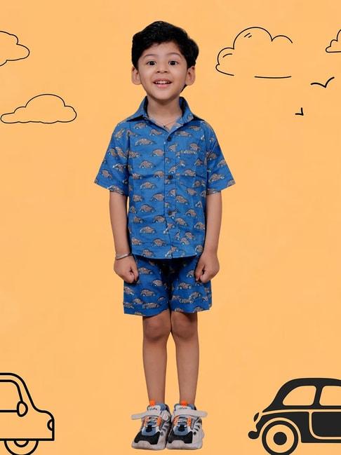 tippy top kids blue printed shirt with shorts