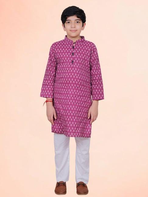 tippy top kids purple & white printed full sleeves kurta with pyjamas