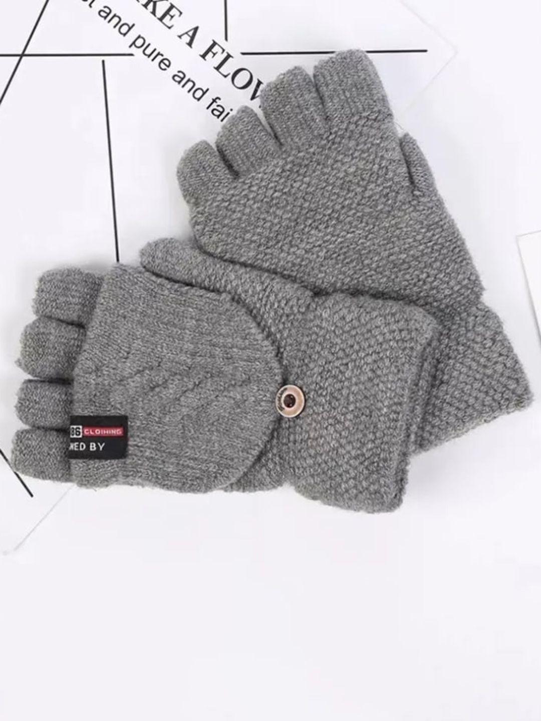 tipy tipy tap girls half finger woolen winter gloves with attached hood
