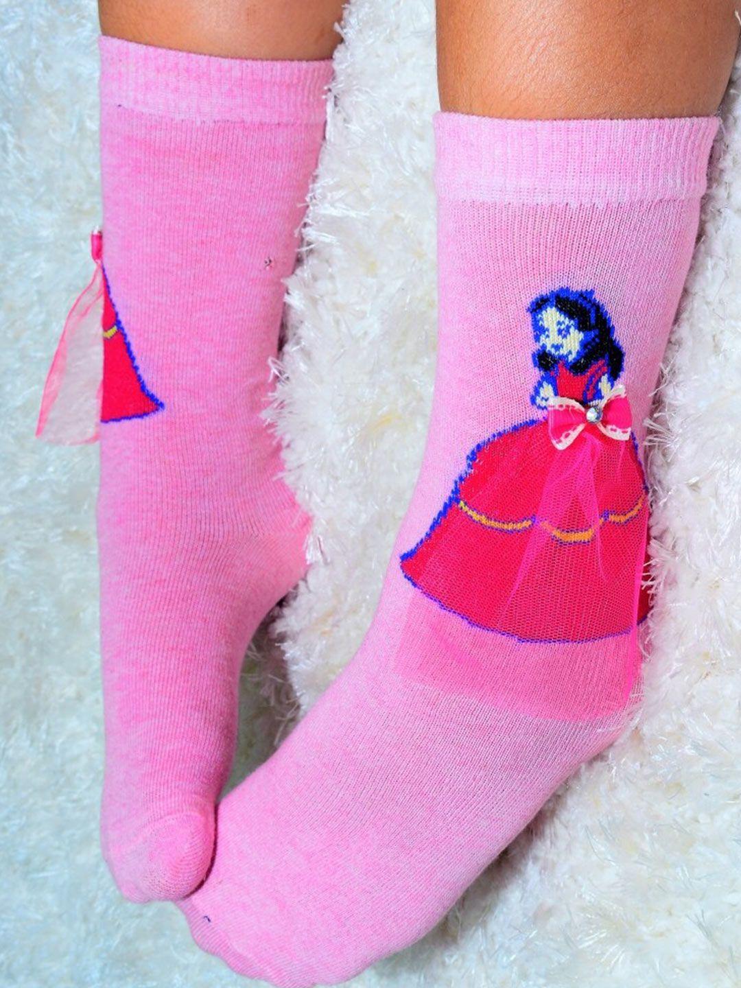 tipy tipy tap girls patterned cotton calf length socks