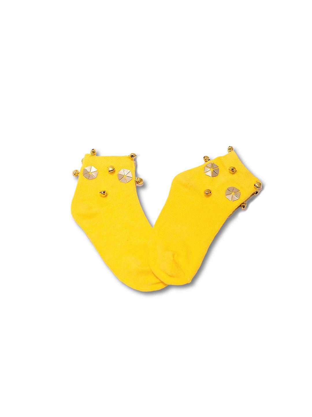 tipy tipy tap girls yellow patterned ankle-length socks