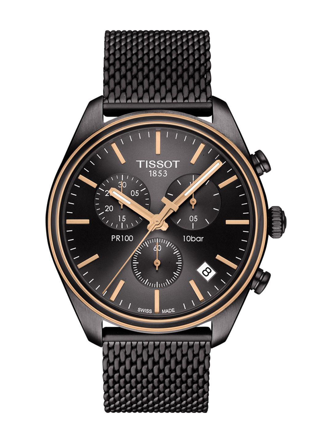 tissot men charcoal grey pr 100 chronograph watch t1014172306100