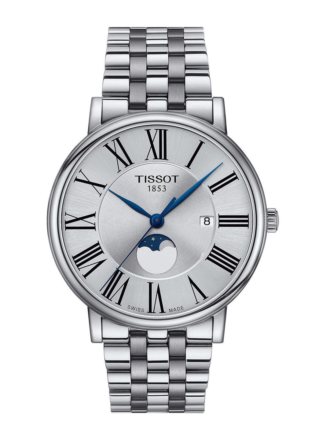 tissot carson premium gent moonphase men silver-toned analogue watch t1224231103300
