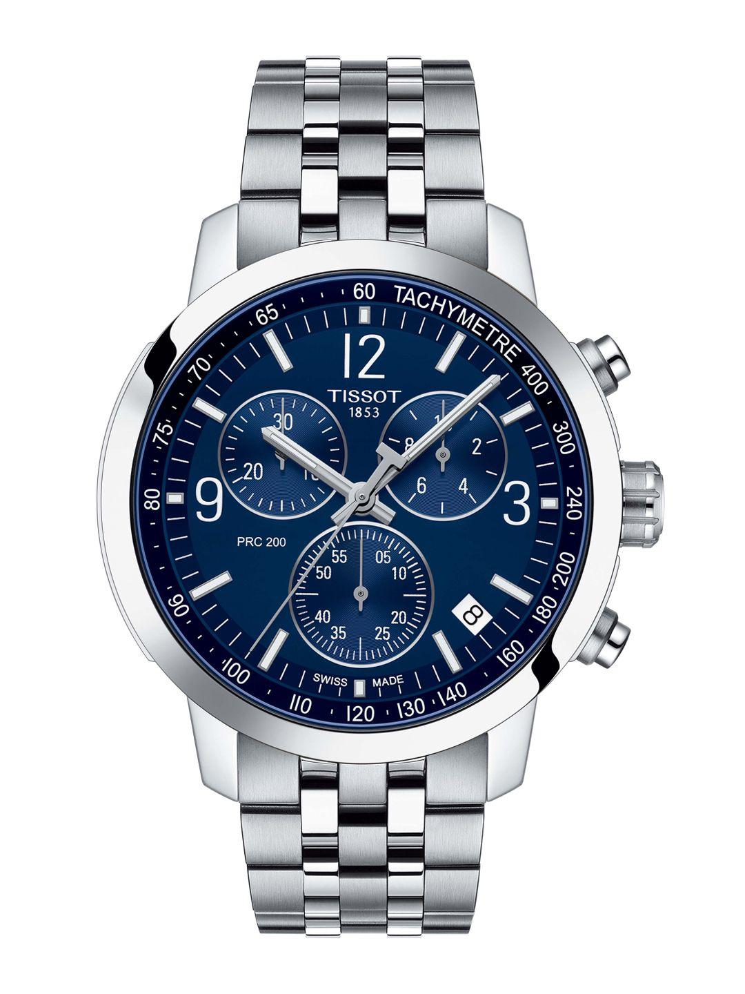 tissot men blue & grey prc 200 chronograph analogue watch t1144171104700