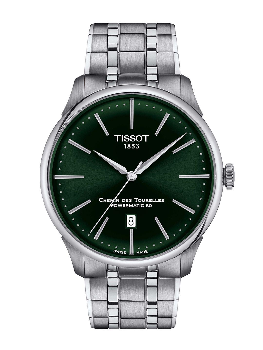 tissot men dial & stainless steel bracelet style straps analogue automatic motion powered watch