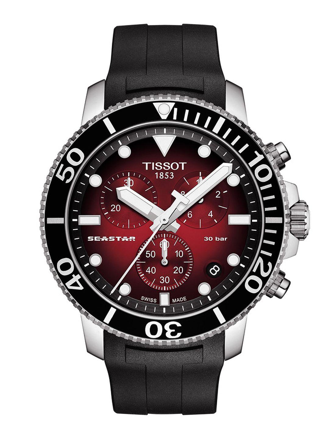 tissot men maroon chronograph swiss made watch t1204171742100