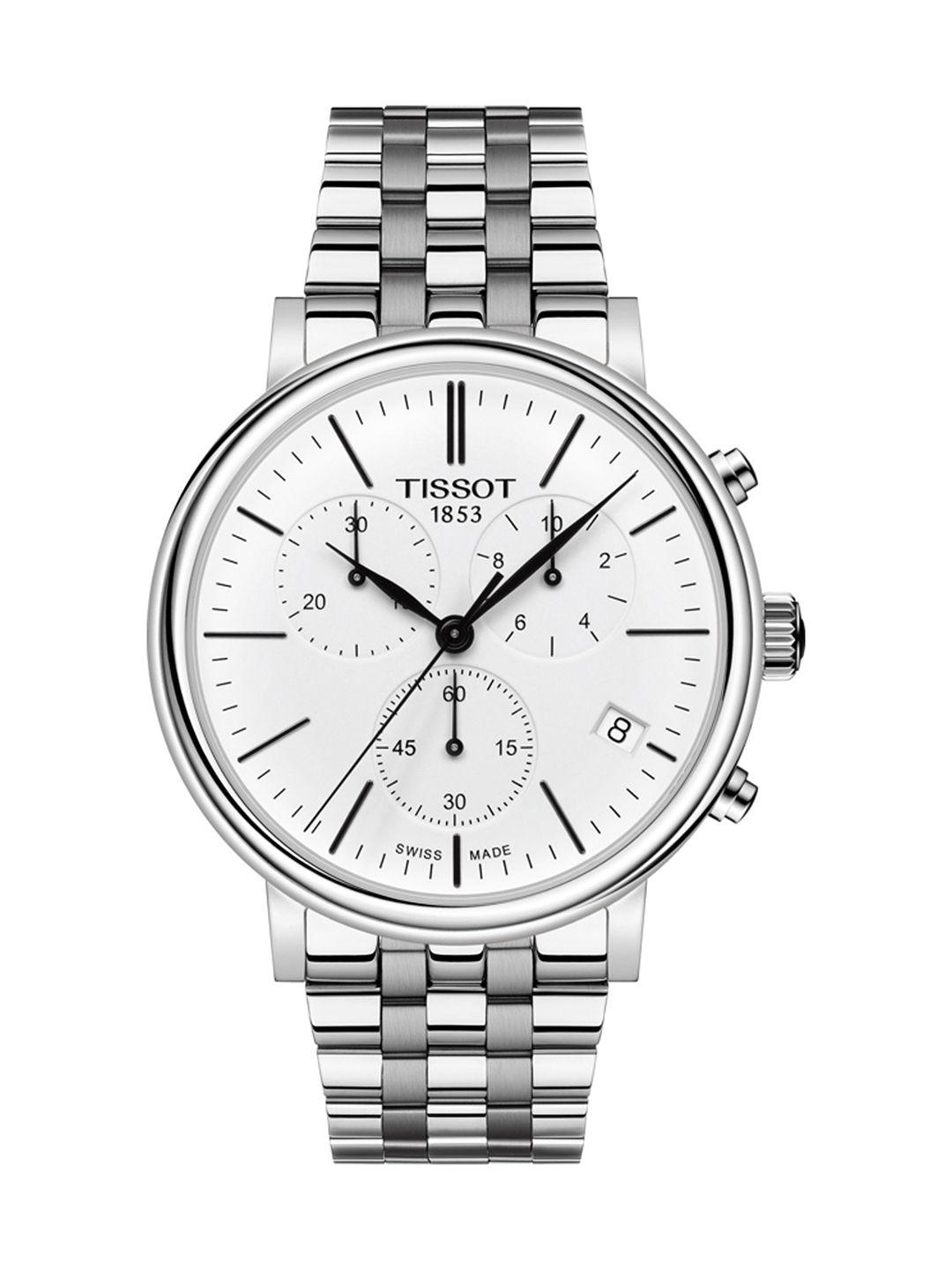 tissot men off-white carson premium chronograph analogue watch t1224171101100