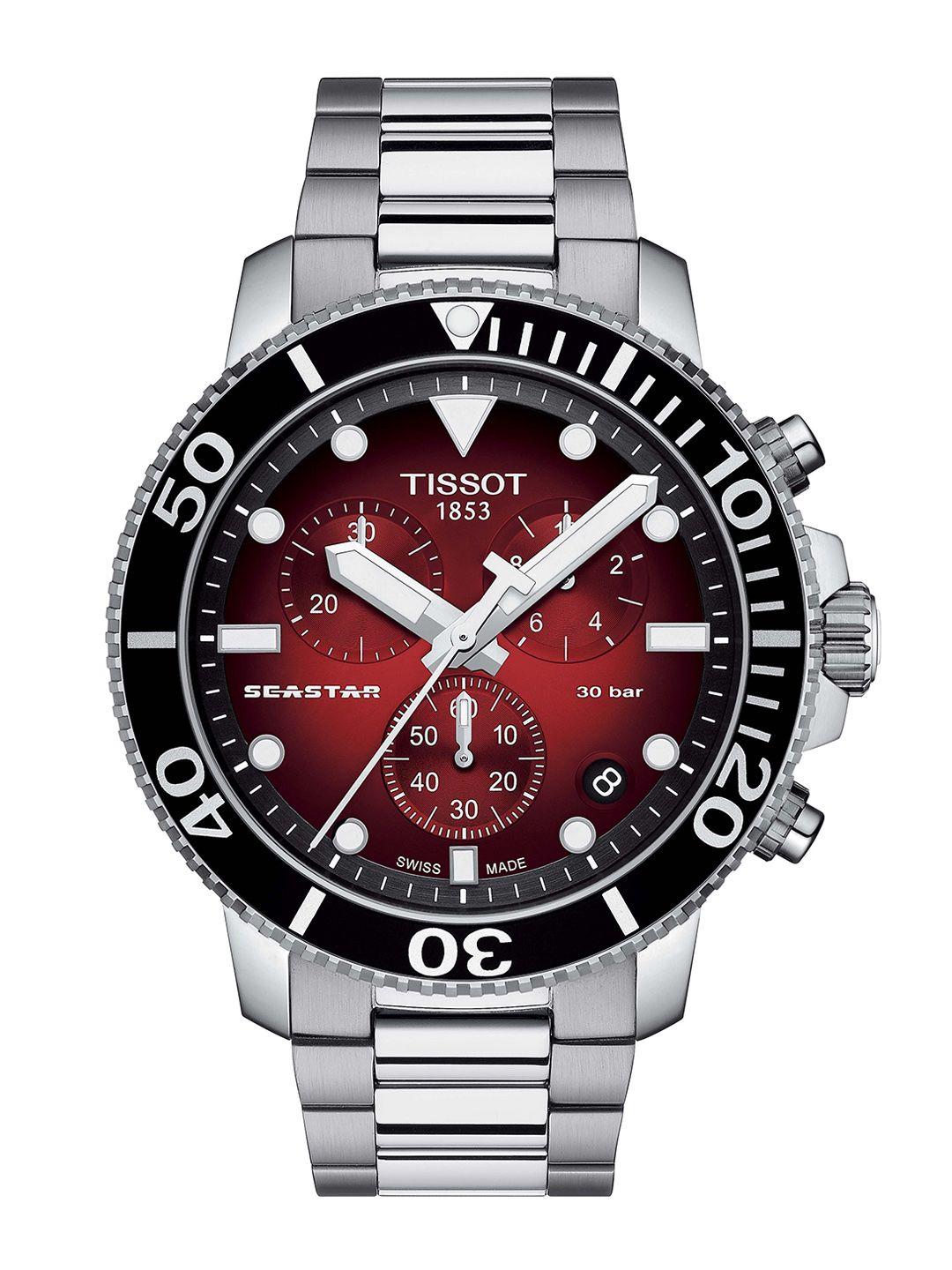 tissot men red analogue watch - t1204171142100