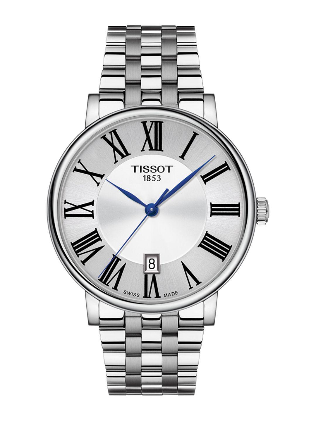 tissot men silver-toned carson premium analogue watch t1224101103300